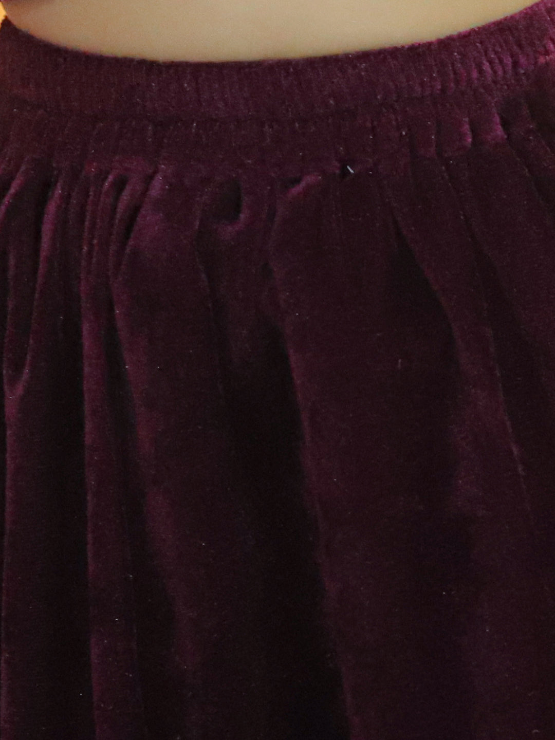 BownBee Embroidered Velvet Full Sleeve Top with Lehenga & Dupatta for Girls- Purple