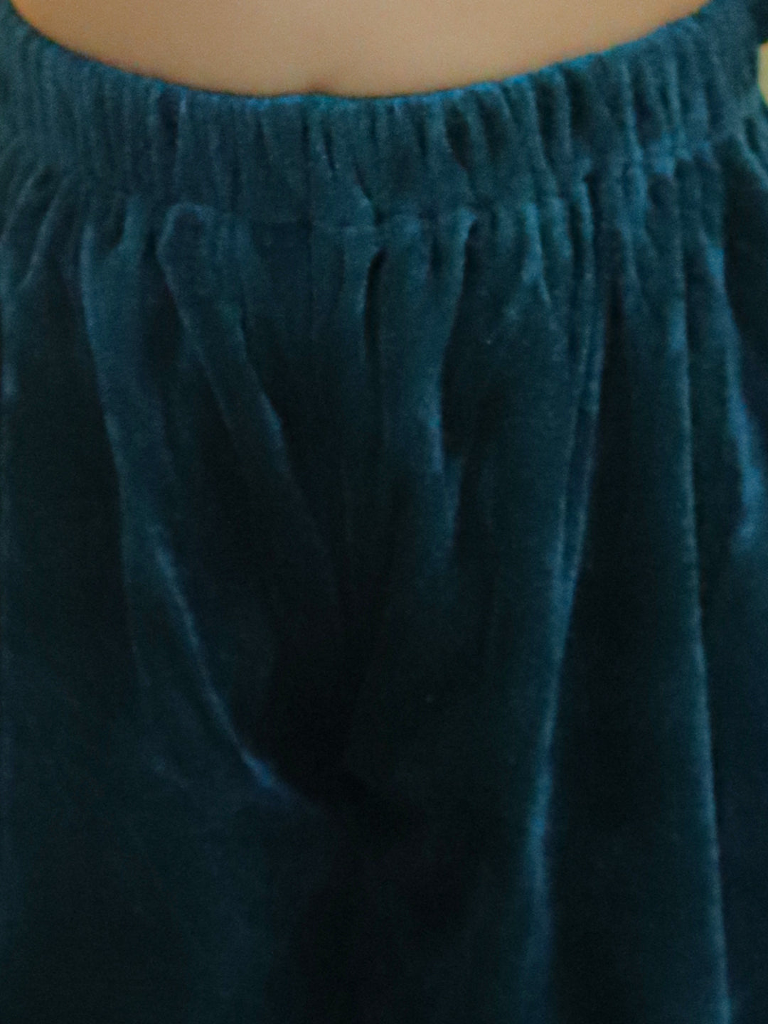 BownBee Velvet Full Sleeve Kurta with Harem Dupatta Set for Girls - Teal