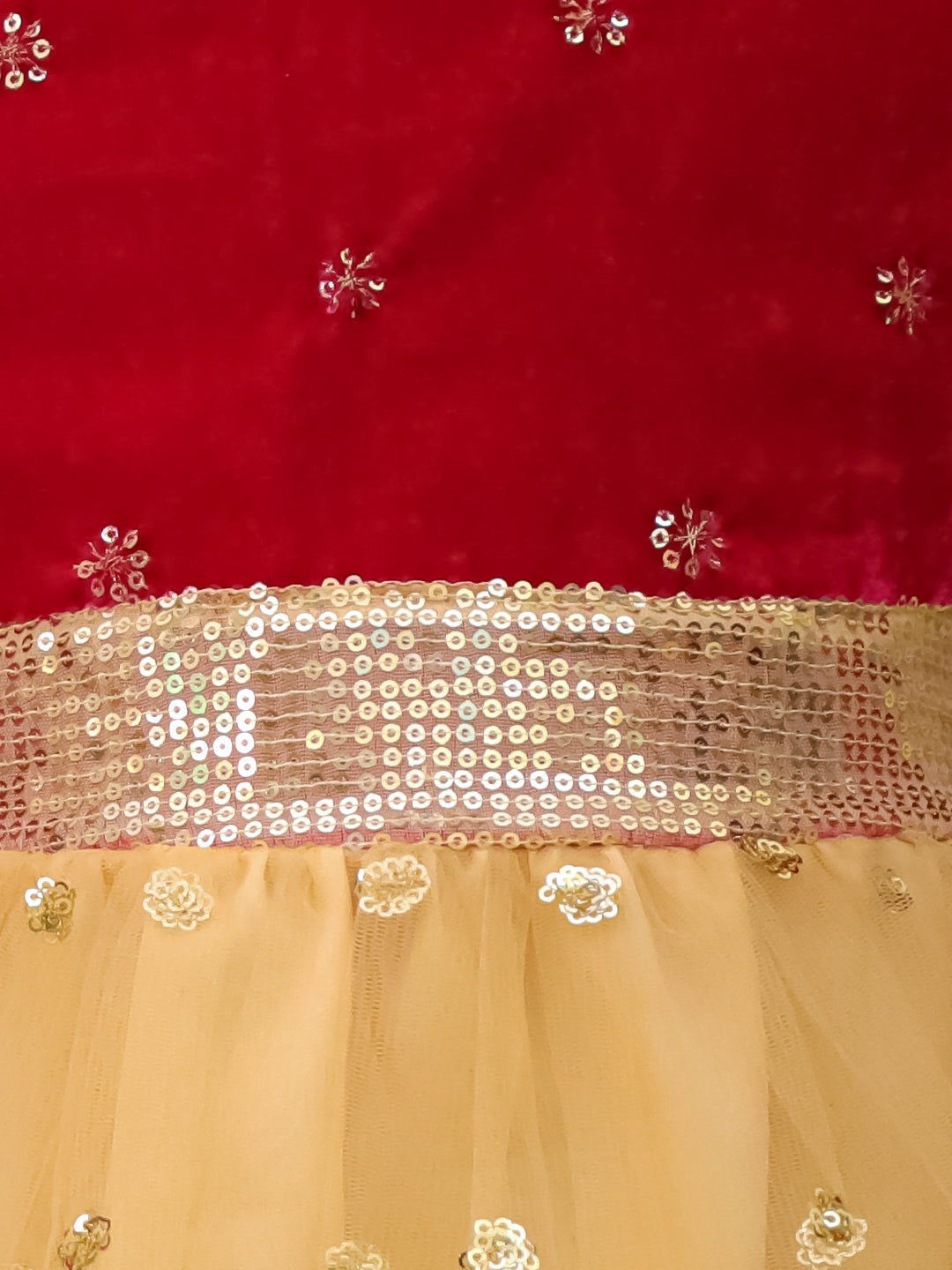 BownBee Full sleeves Velvet Party Frock For Girls - Wine