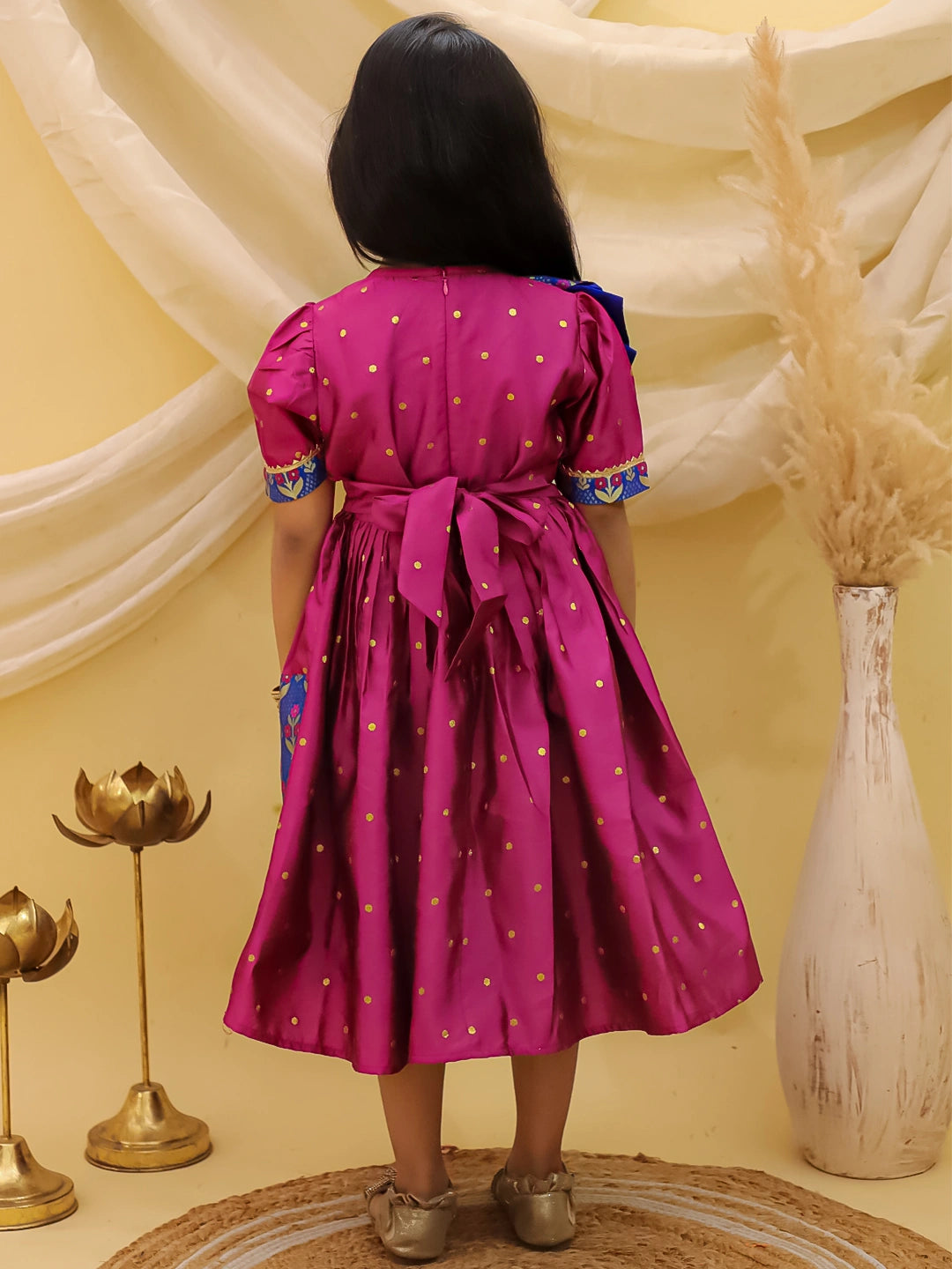 BownBee Short sleeves Jacquard Party Dress For Girls