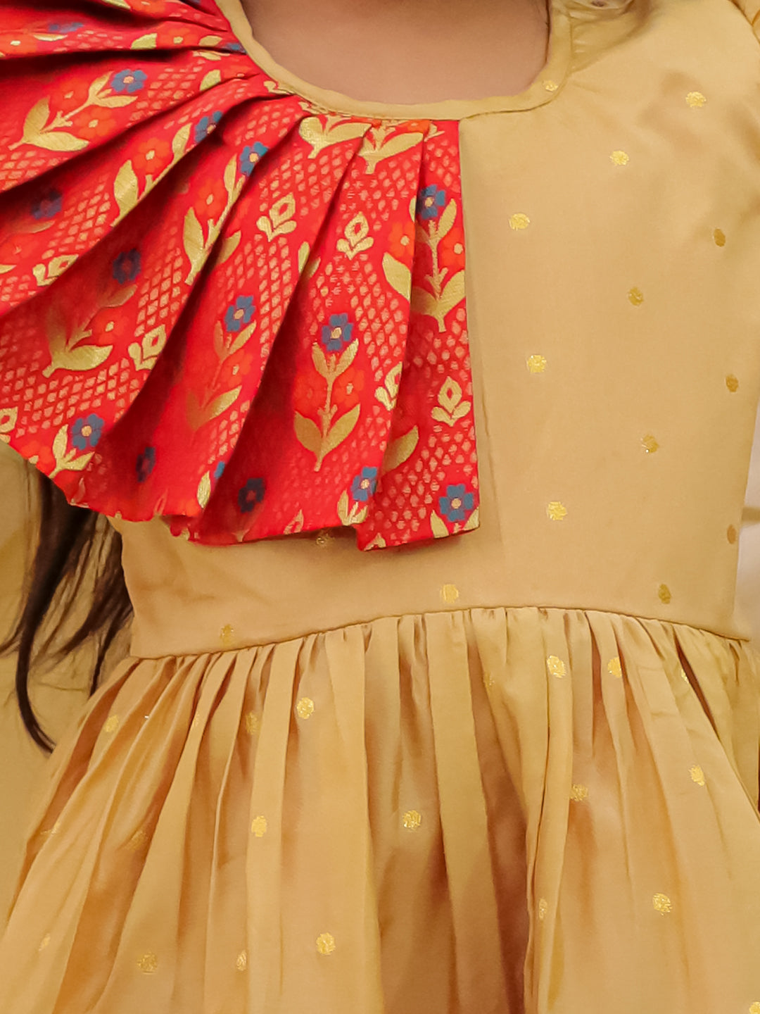 BownBee Short sleeves Jacquard Party Dress For Girls - Red