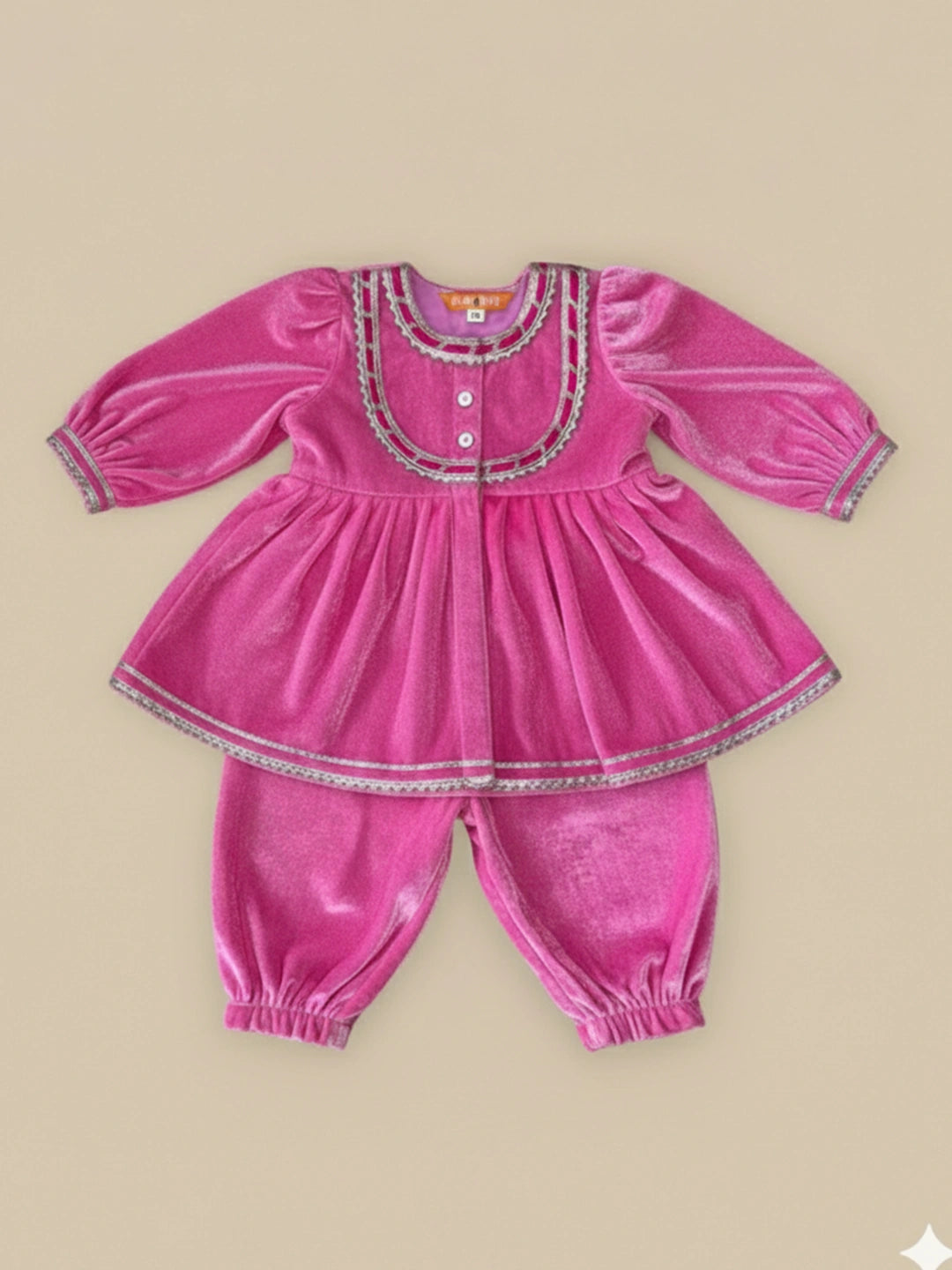 BownBee Winter Velvet Ethnic Suit Set For Infant Girls