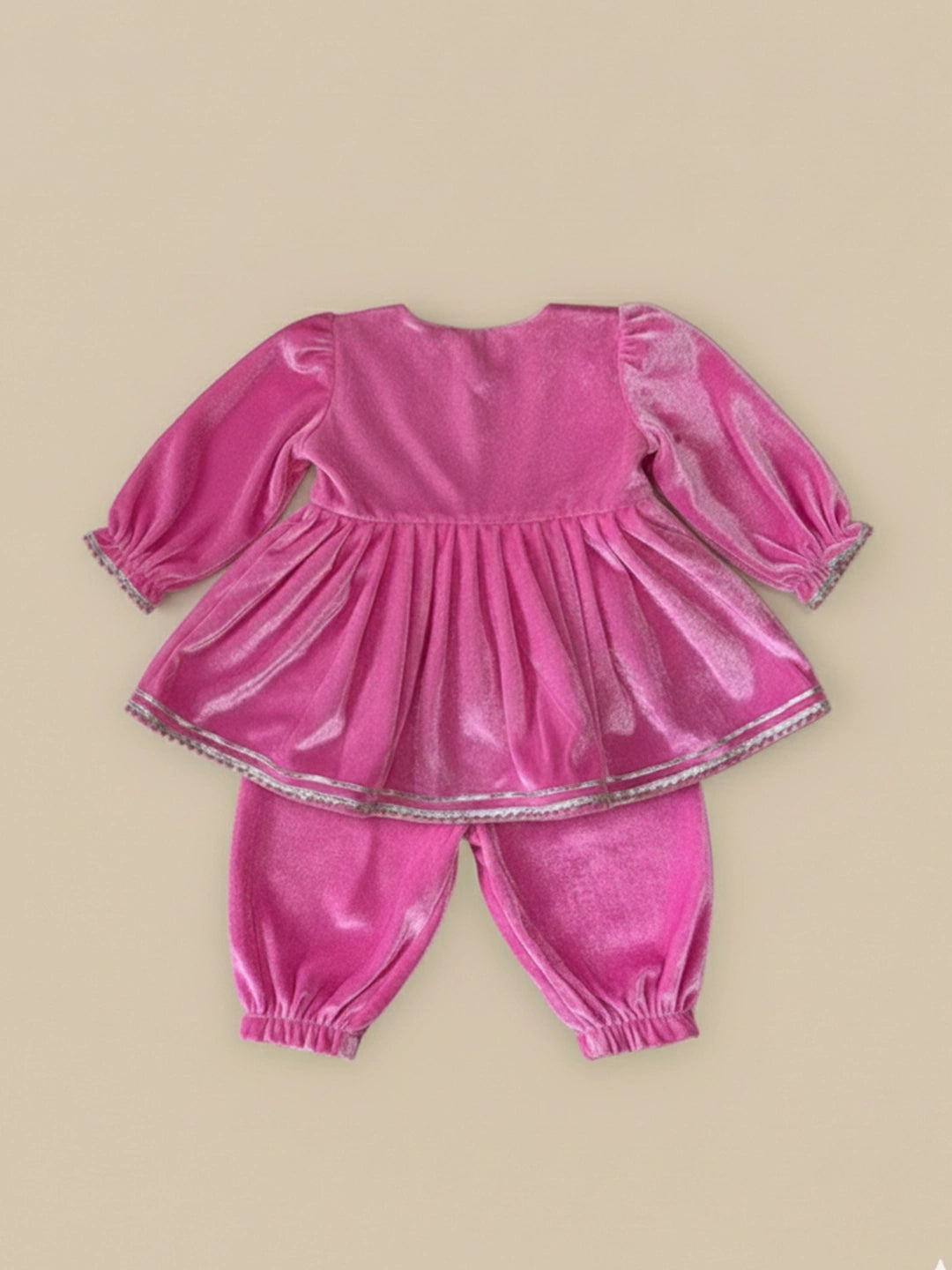 BownBee Winter Velvet Ethnic Suit Set For Infant Girls