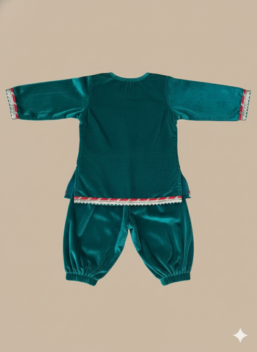 BownBee Winter Velvet Gota Suit Set For Infant Girls - Purple