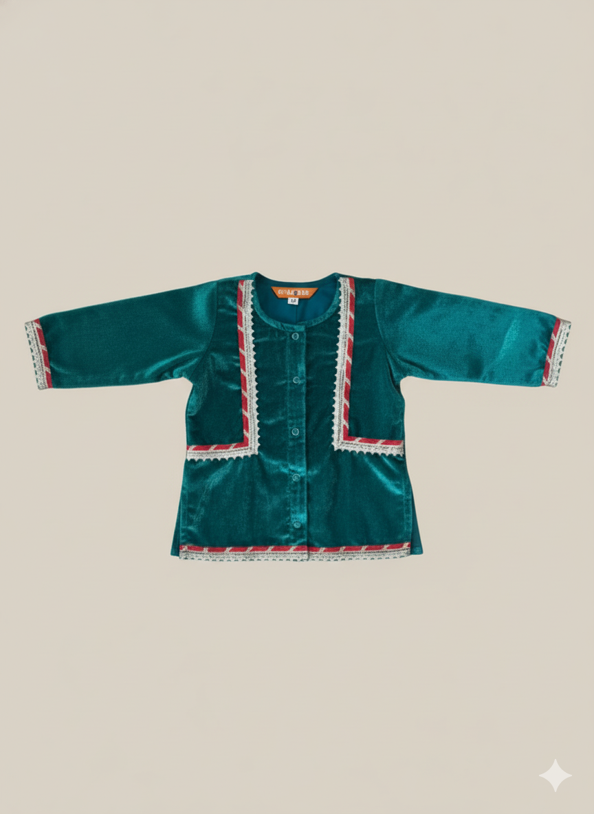 BownBee Winter Velvet Gota Suit Set For Infant Girls - Purple