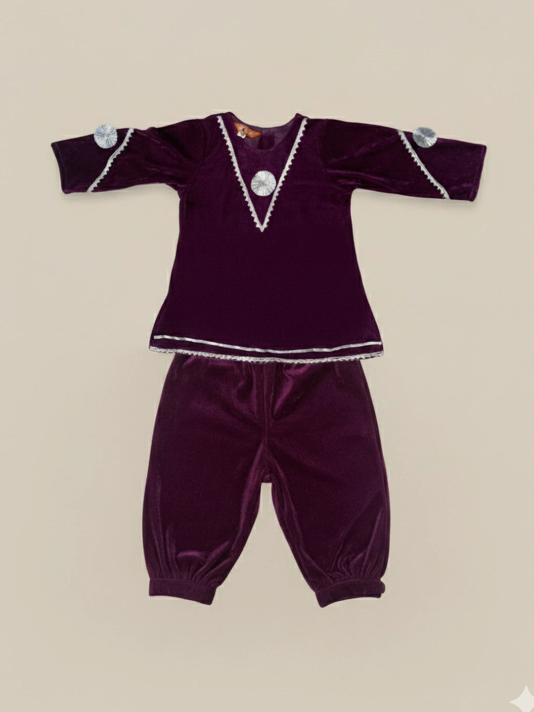 BownBee Winter Velvet Gota Suit Set For Infant Girls