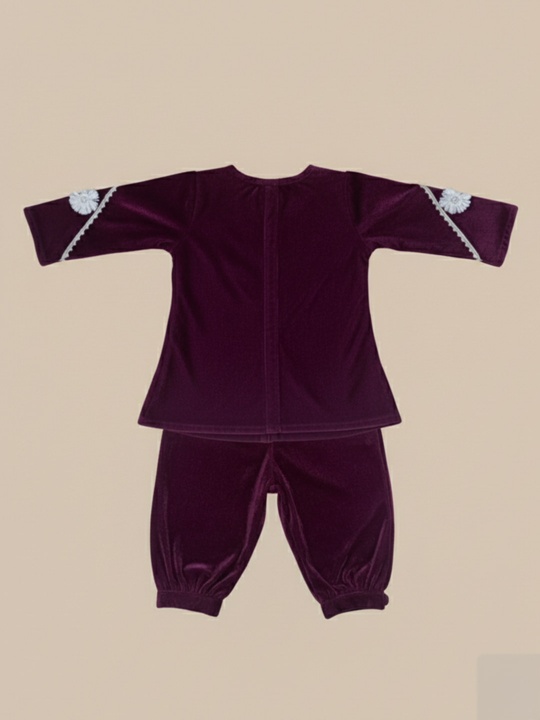 BownBee Winter Velvet Gota Suit Set For Infant Girls - Purple