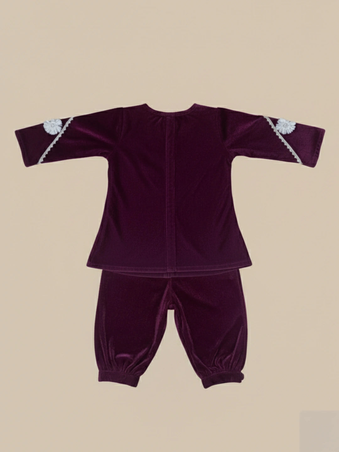BownBee Winter Velvet Jacket Gota  Suit Set For Infant Girls