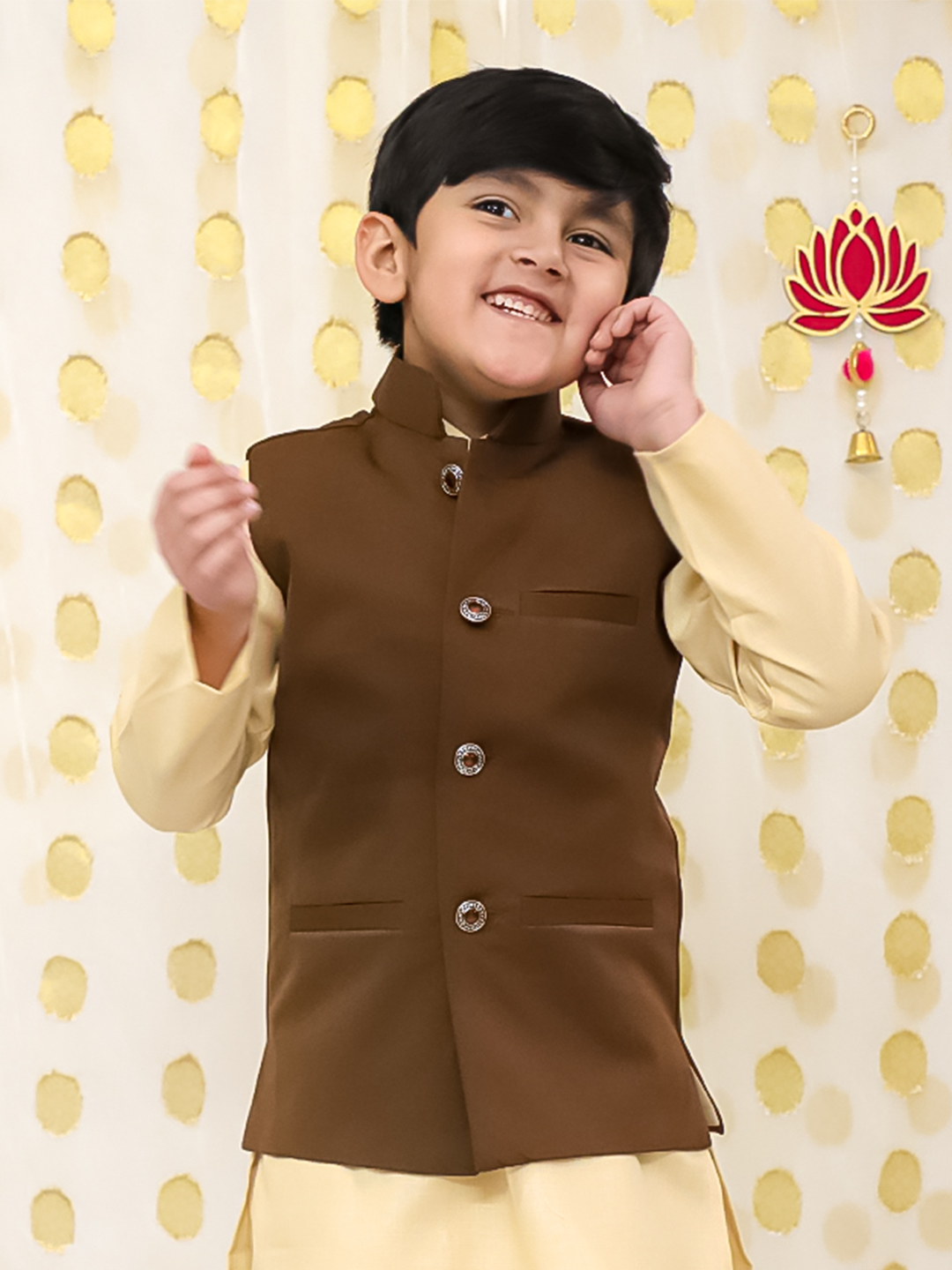 BownBee Bandh Gala Winter Nehru Jacket For Boys - Brown