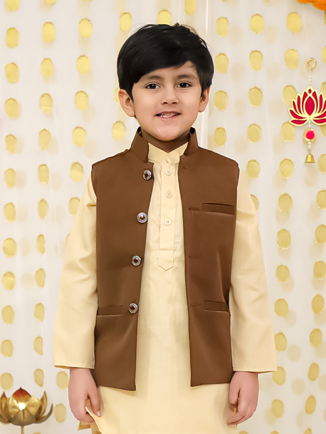 BownBee Bandh Gala Winter Nehru Jacket For Boys - Brown