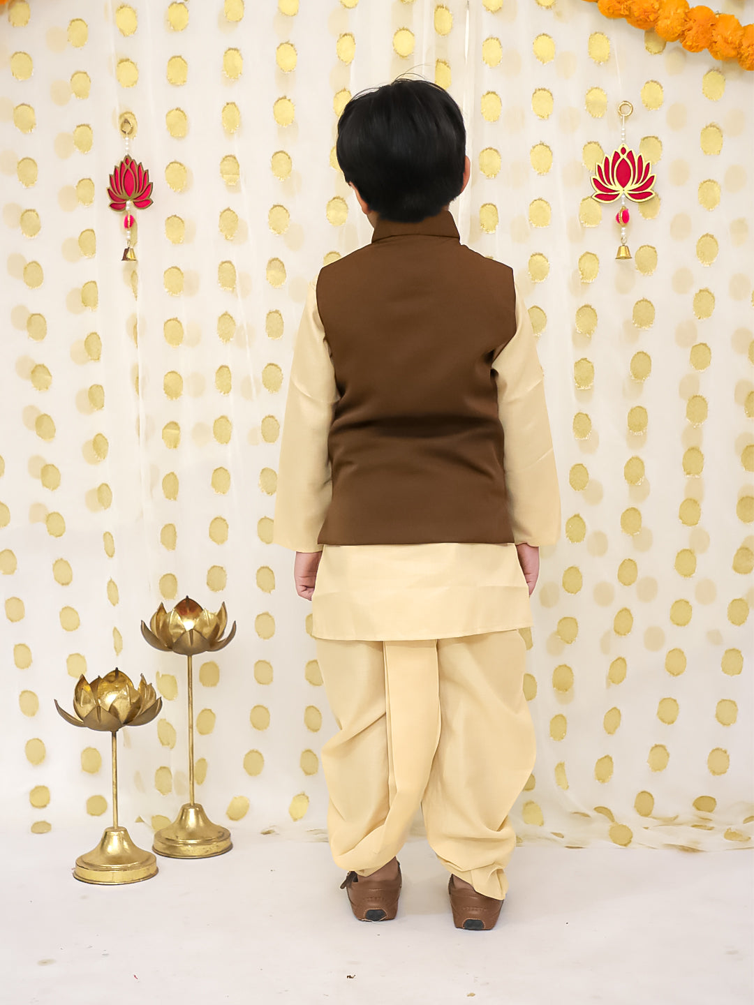 BownBee Bandh Gala Winter Nehru Jacket For Boys - Brown