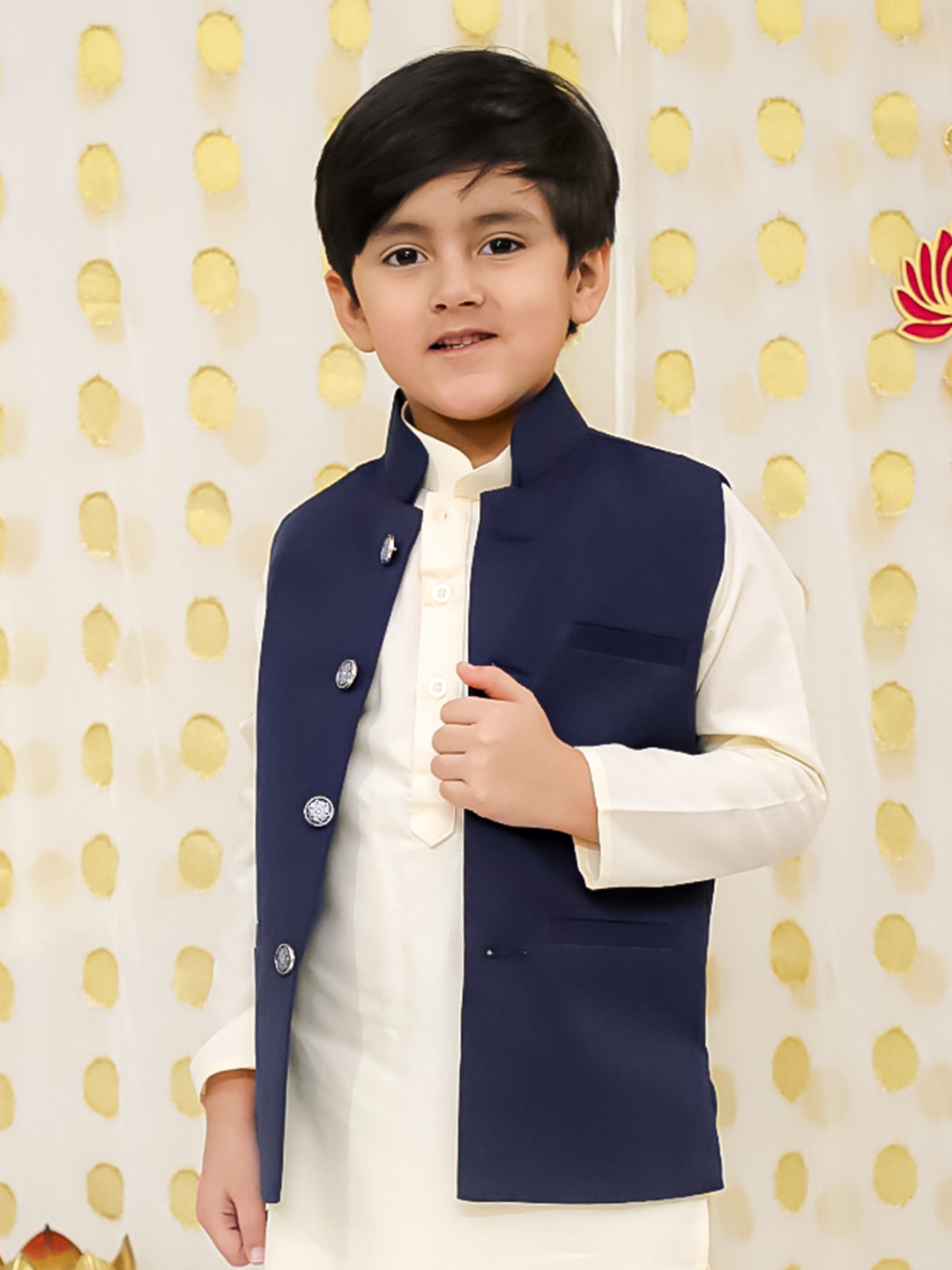 BownBee Bandh Gala Winter Nehru Jacket For Boys - Navy Blue