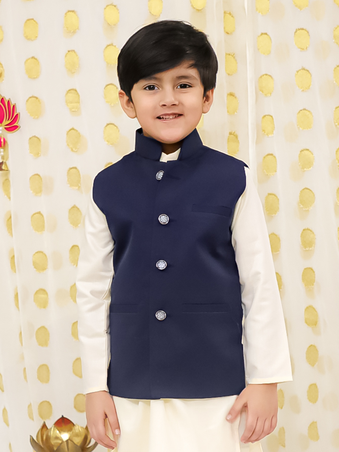 BownBee Bandh Gala Winter Nehru Jacket For Boys - Navy Blue