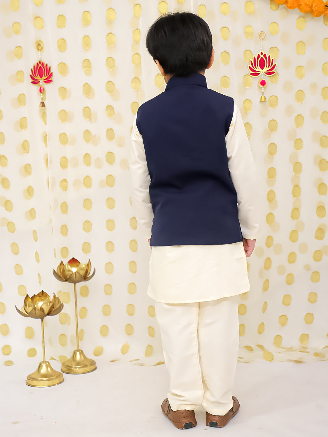 BownBee Bandh Gala Winter Nehru Jacket For Boys - Navy Blue