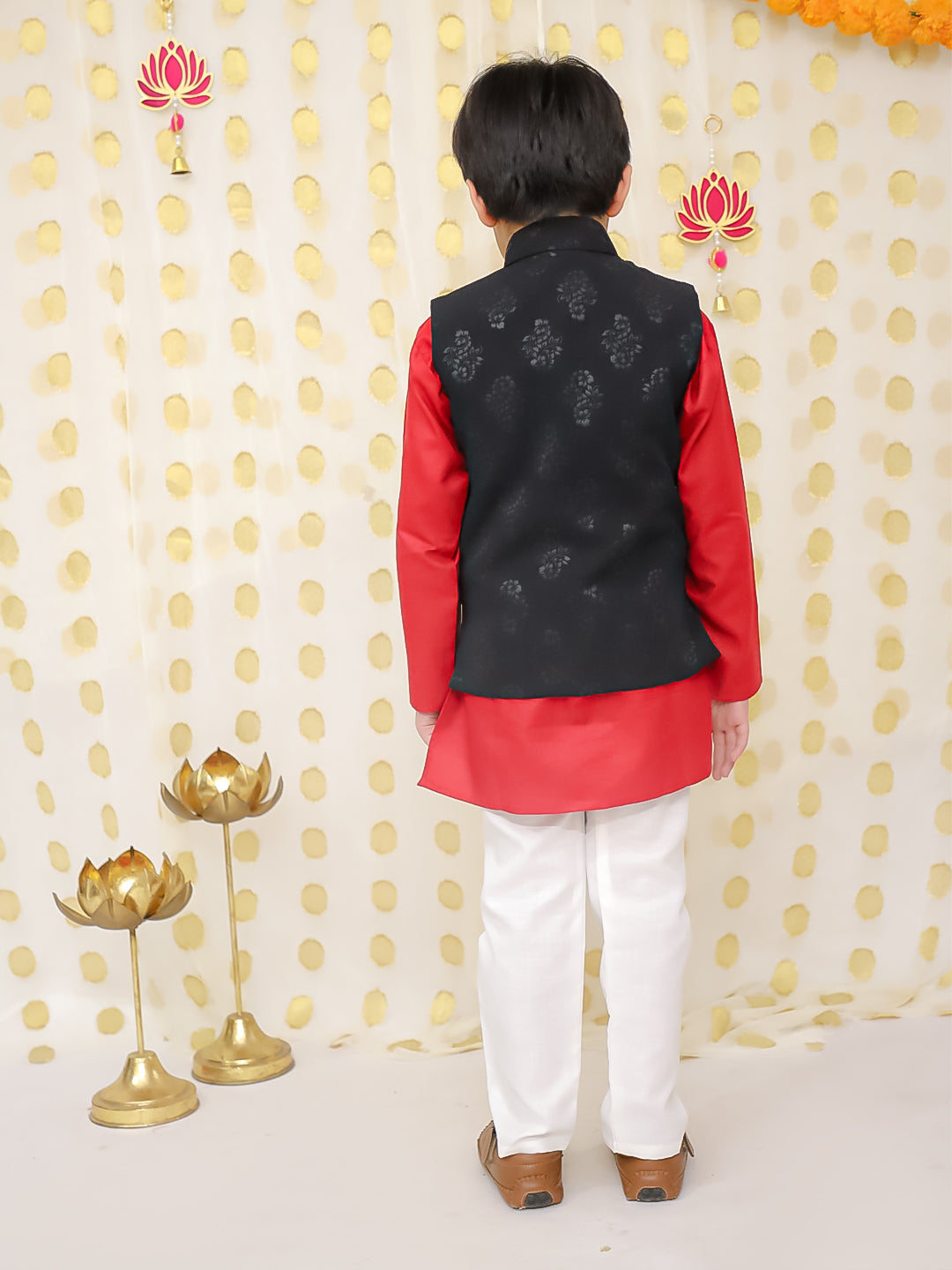 BownBee Bandh Gala Winter Nehru Jacket For Boys - Black