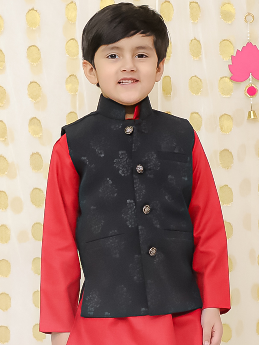 BownBee Bandh Gala Winter Nehru Jacket For Boys - Black