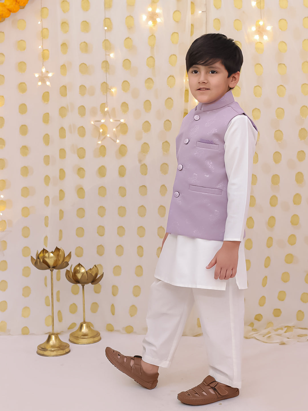 BownBee Bandh Gala Winter Nehru Jacket For Boys - Lilac