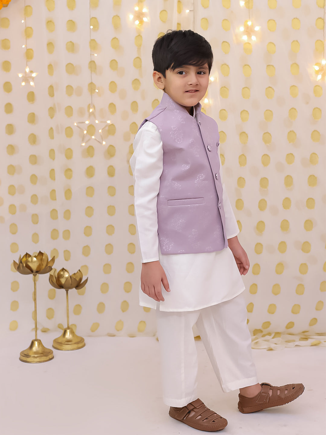 BownBee Bandh Gala Winter Nehru Jacket For Boys - Lilac
