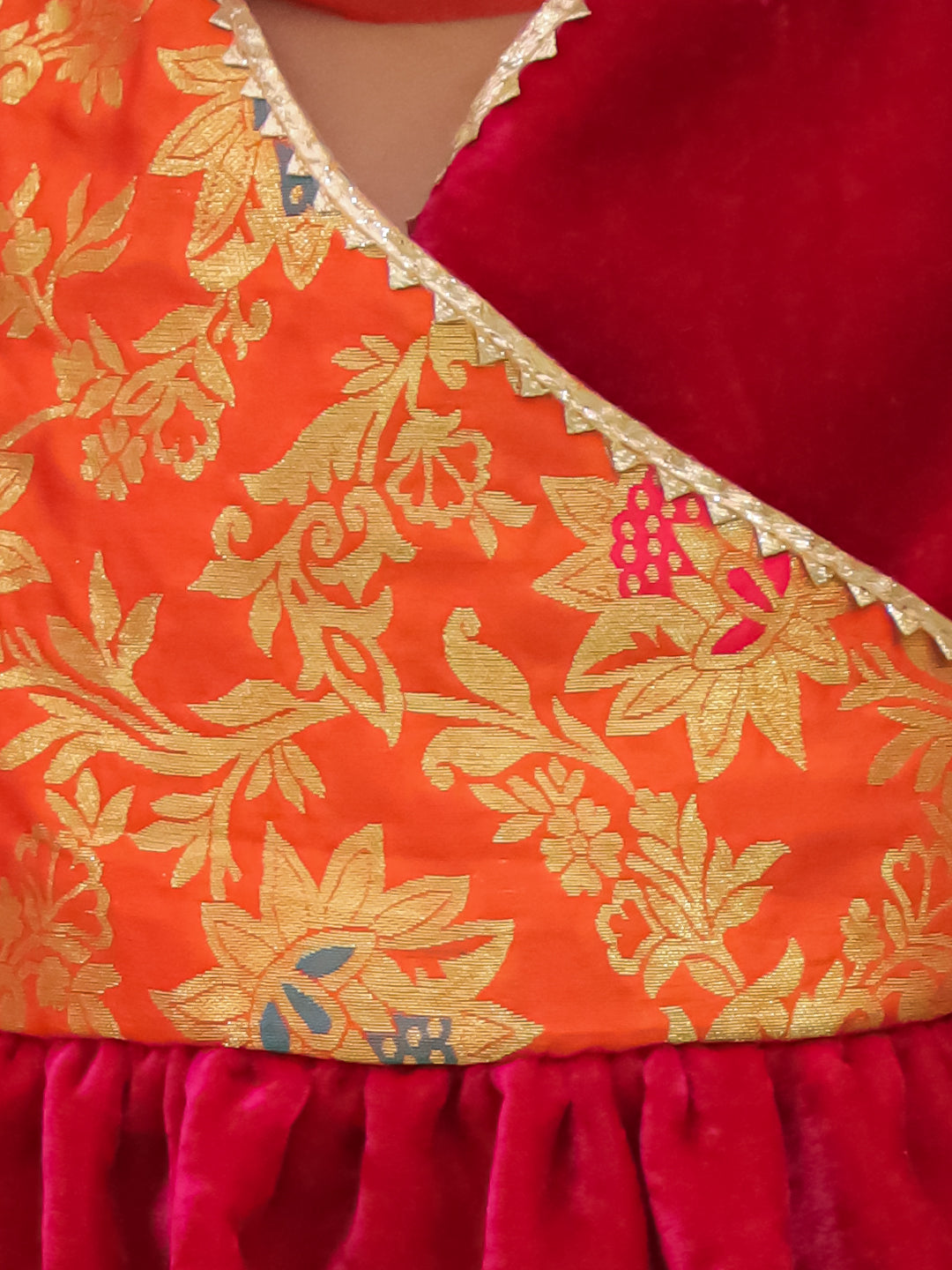 BownBee Wedding Velvet Jacquard Sharara Suit Set -Pink