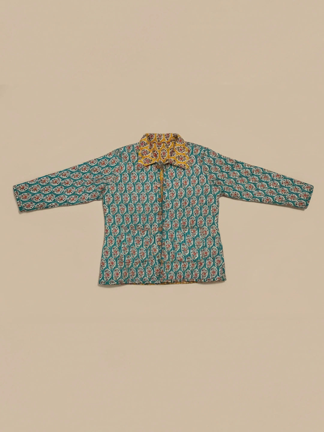 BownBee Pure Cotton Printed Quilted & Reversible Jackets For Women - Red