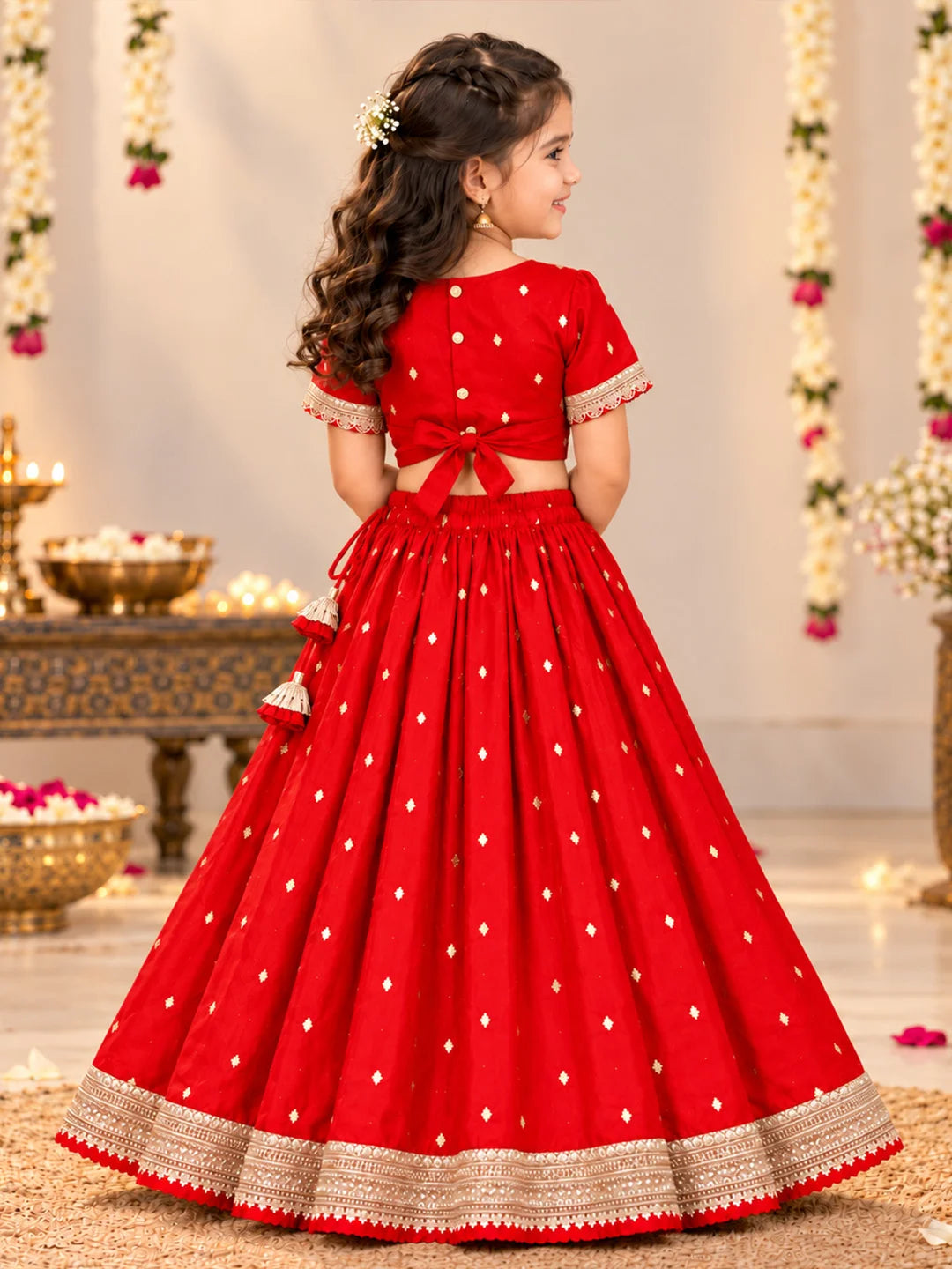Bownbee Wedding Taffeta Lehenga choli With Net dupatta Set For Girls
