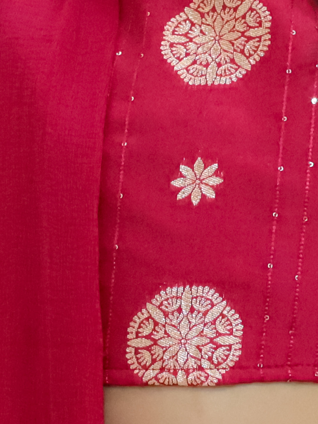 BownBee Pure Chanderi Halter Neck Top with Lehenga & Dupatta for Girls- Maroon