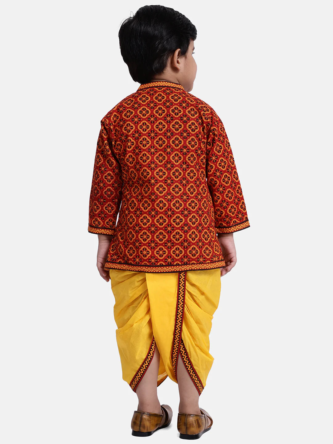 BownBee Full Sleeves All Over Printed Kurta With Dhoti