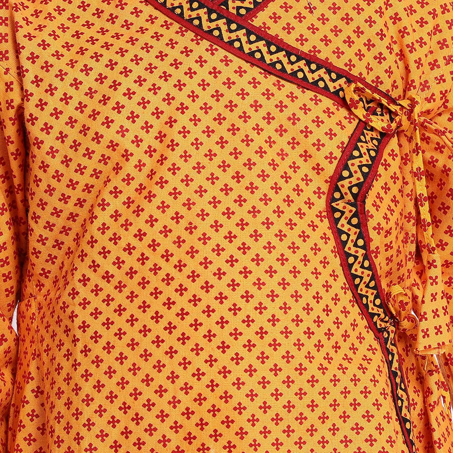 BownBee Jaipuri Print Cotton Kedia Dhoti Set-yellow