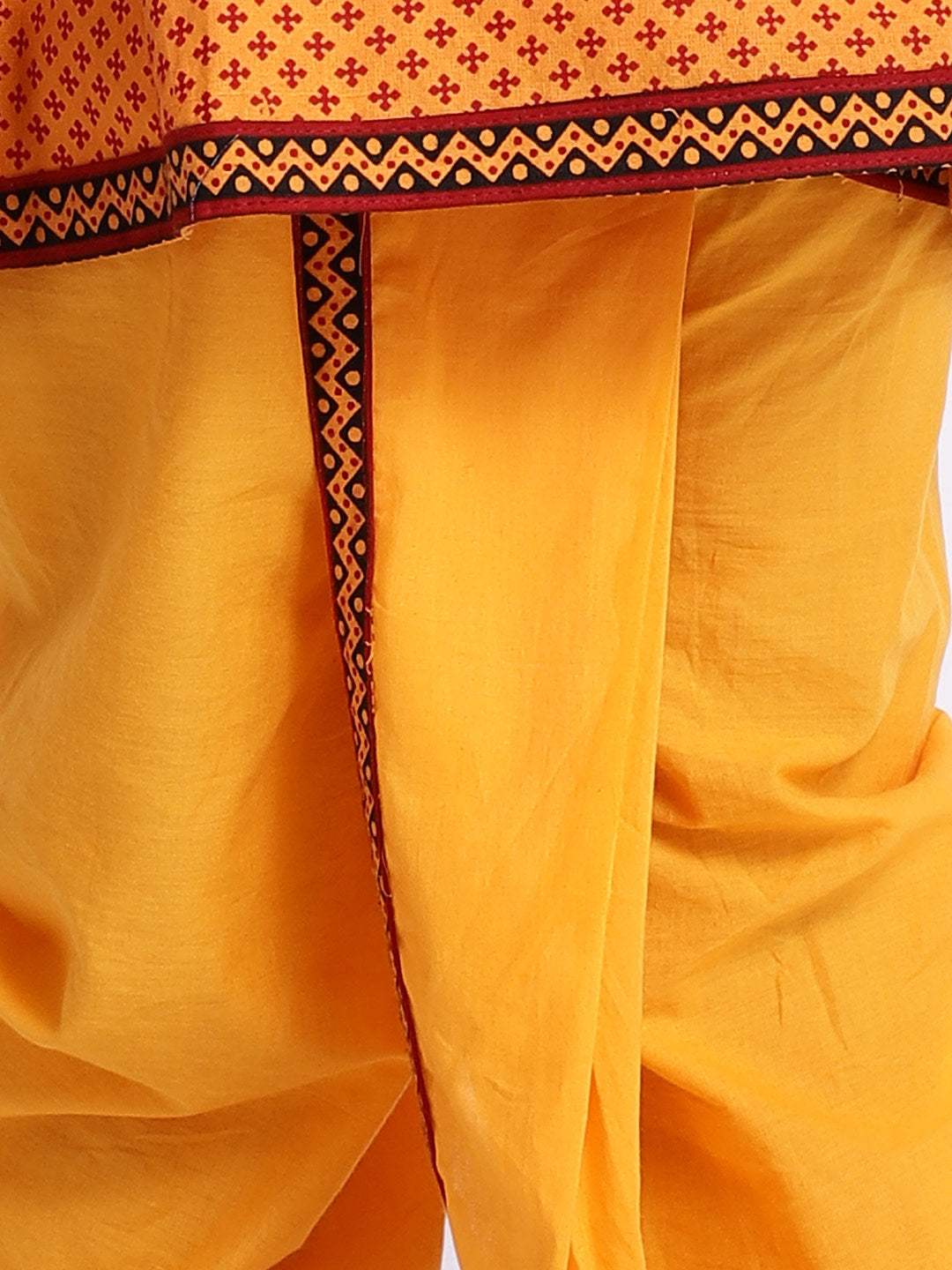 BownBee Jaipuri Print Cotton Kedia Dhoti Set-yellow