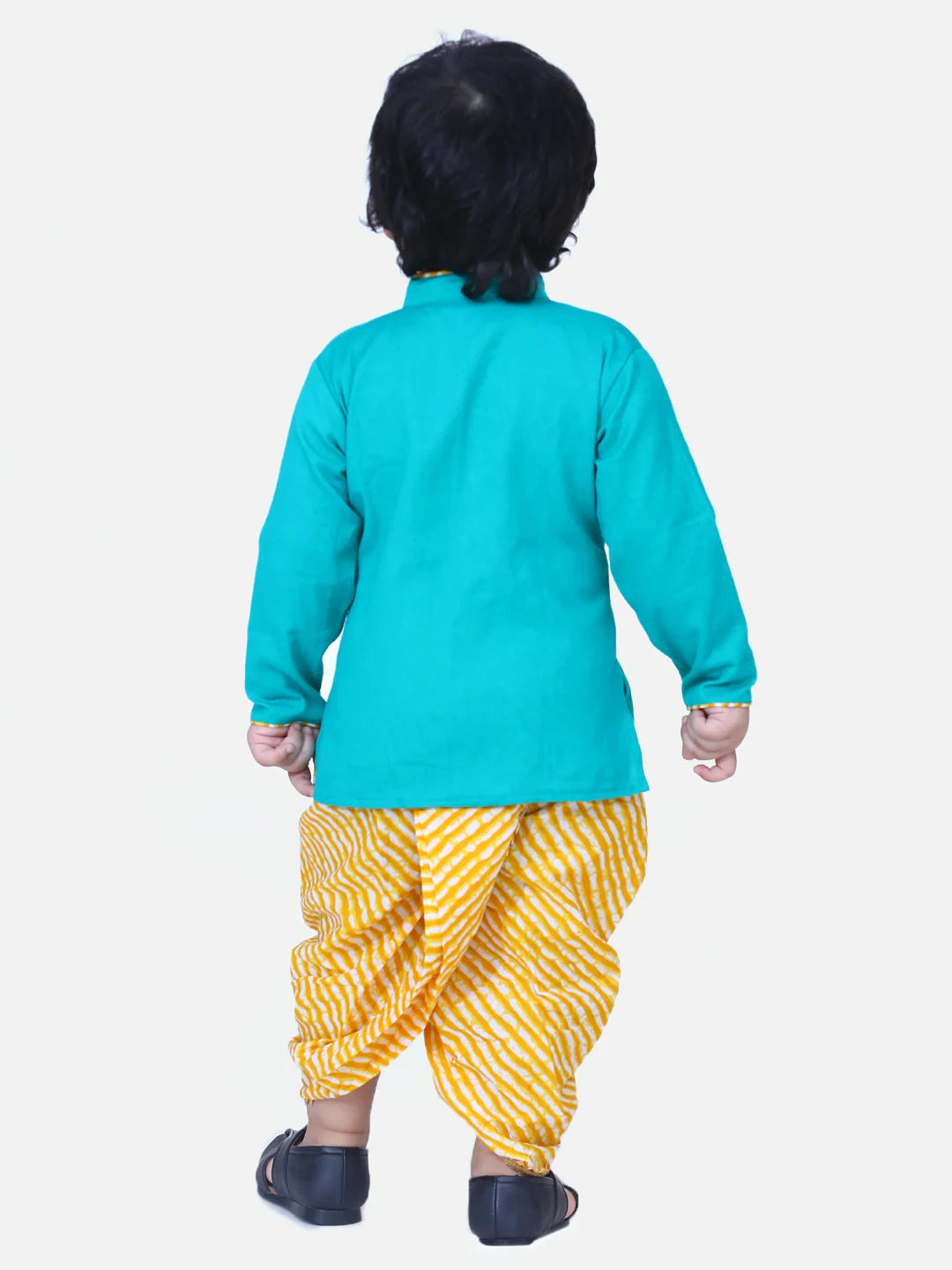 BownBee Full Sleeves Solid Color Kurta With Leheriya Dhoti