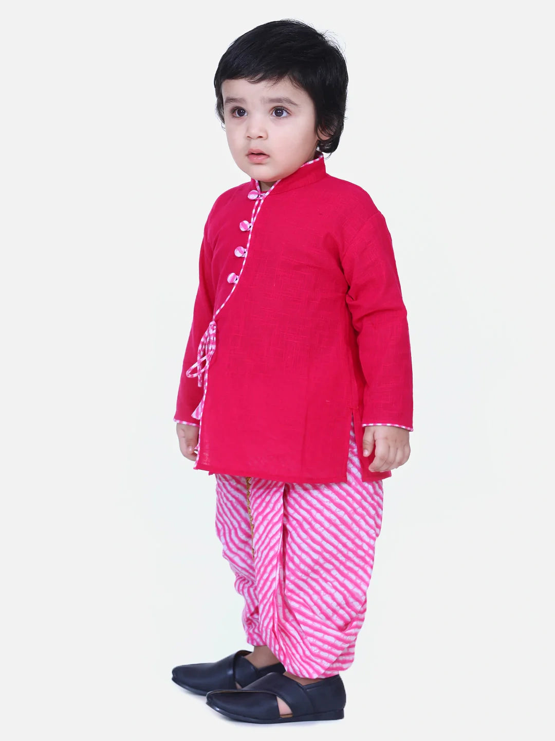 BownBee Full Sleeves Solid Color Kurta With Leheriya Dhoti