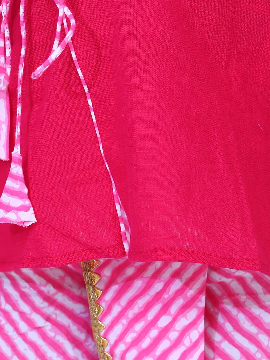 BownBee Full Sleeves Solid Color Kurta With Leheriya Dhoti