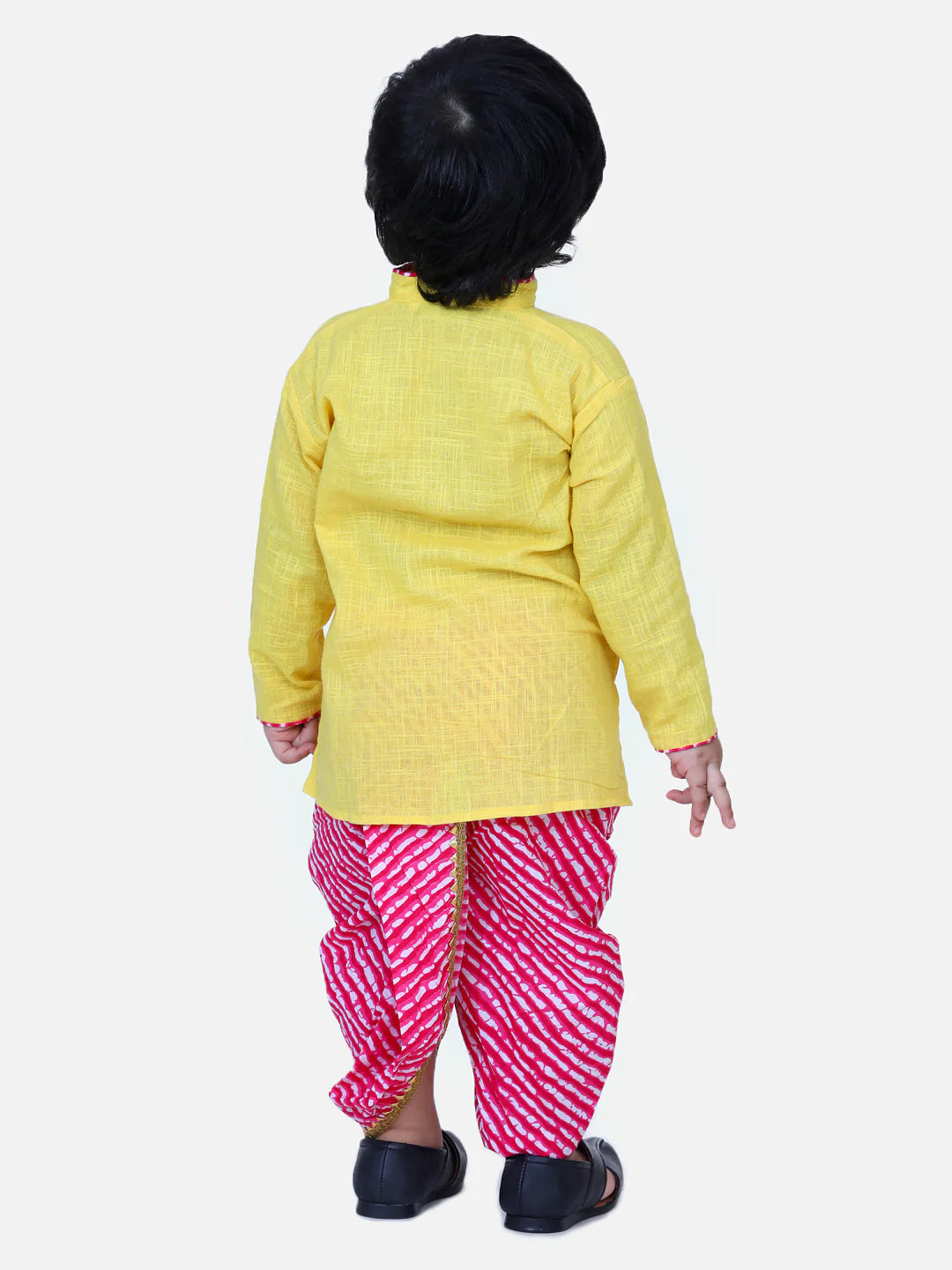 BownBee Full Sleeves Solid Color Kurta With Leheriya Dhoti