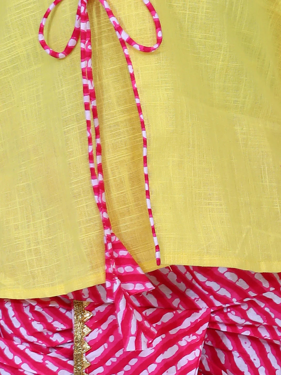 BownBee Full Sleeves Solid Color Kurta With Leheriya Dhoti