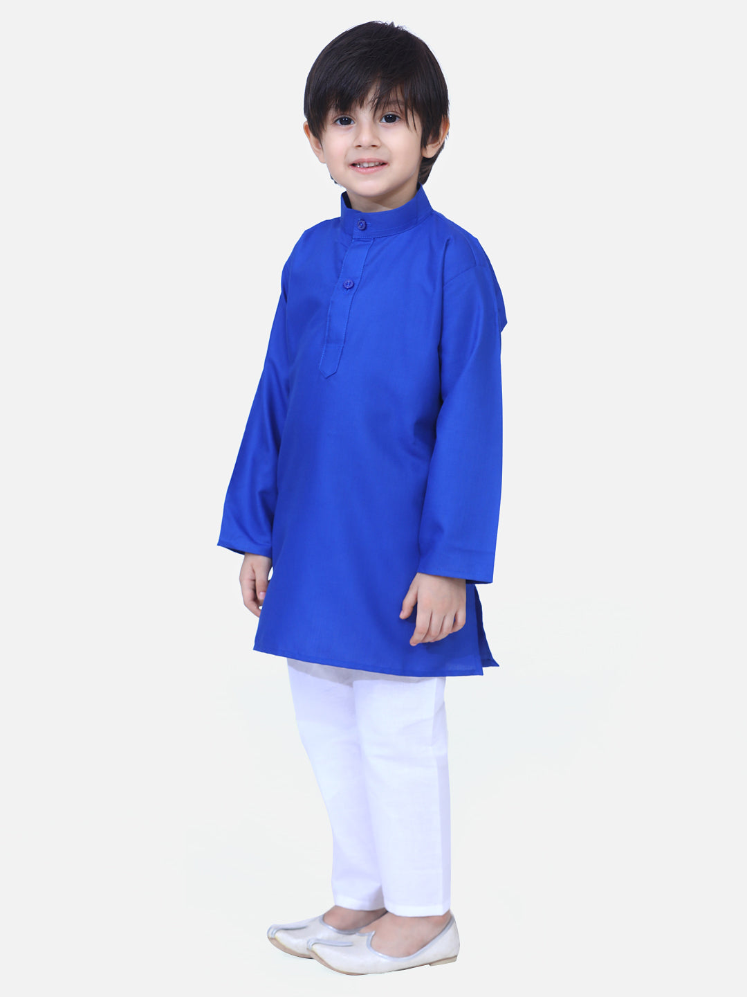 BownBee Solid Full Sleeves Kurta and Pyjama Sets- Blue