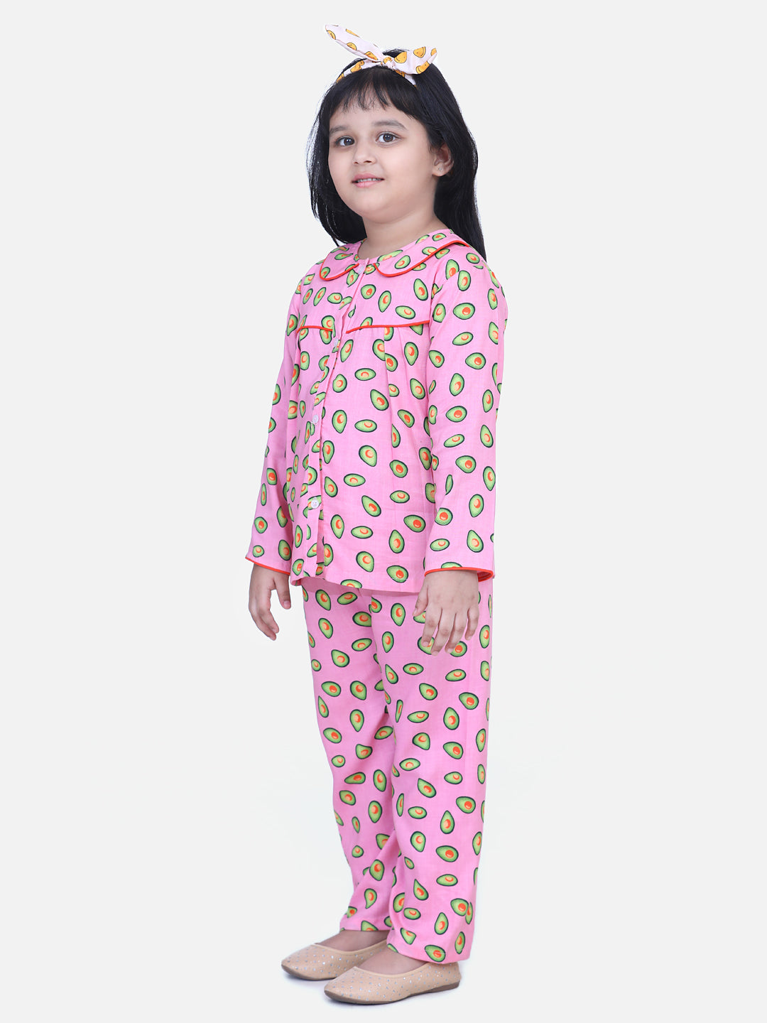 BownBee BownBee Girls Full Sleeve Printed Night Suit- Pink