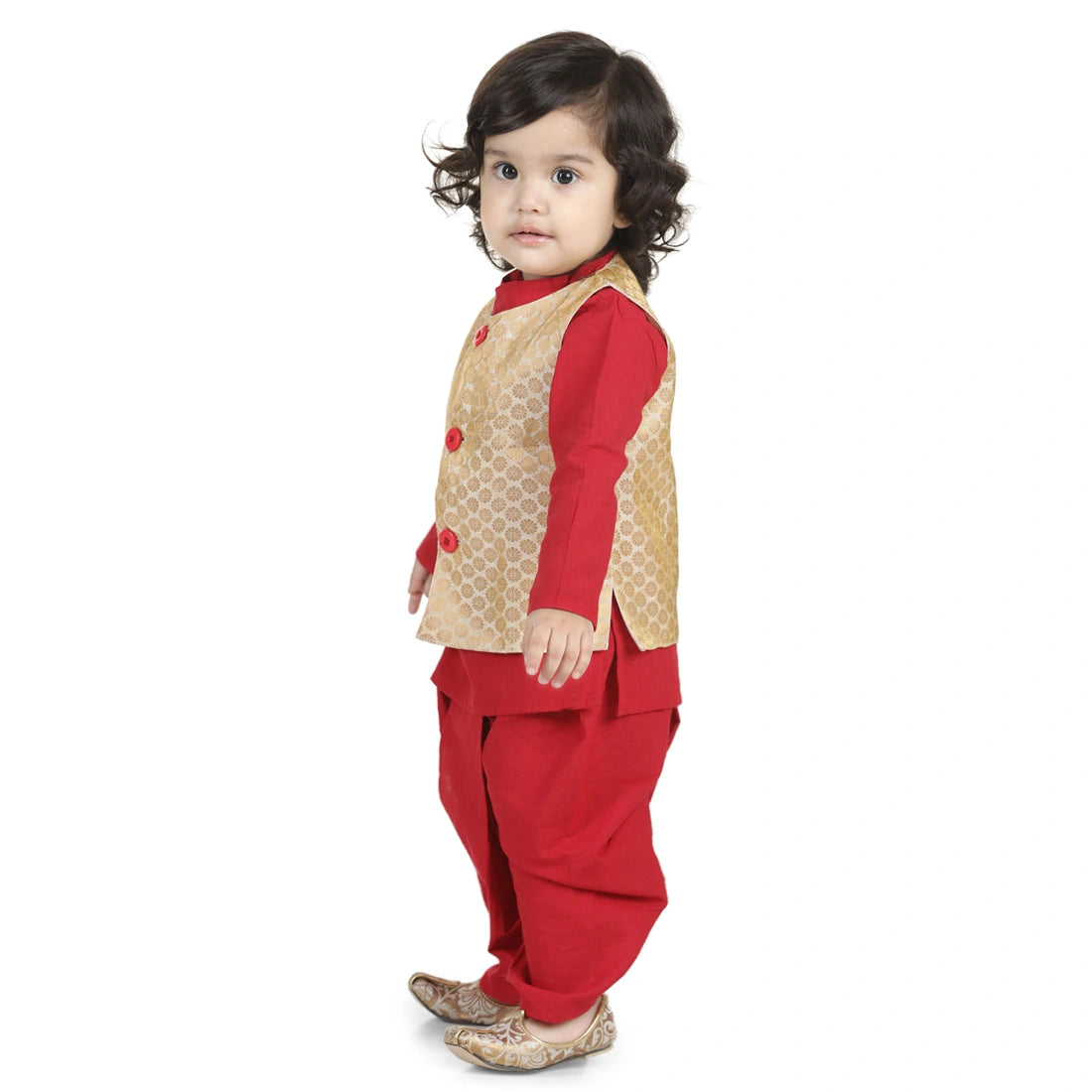 BownBee Brocade Jacket With Full Sleeves Kurta Dhoti