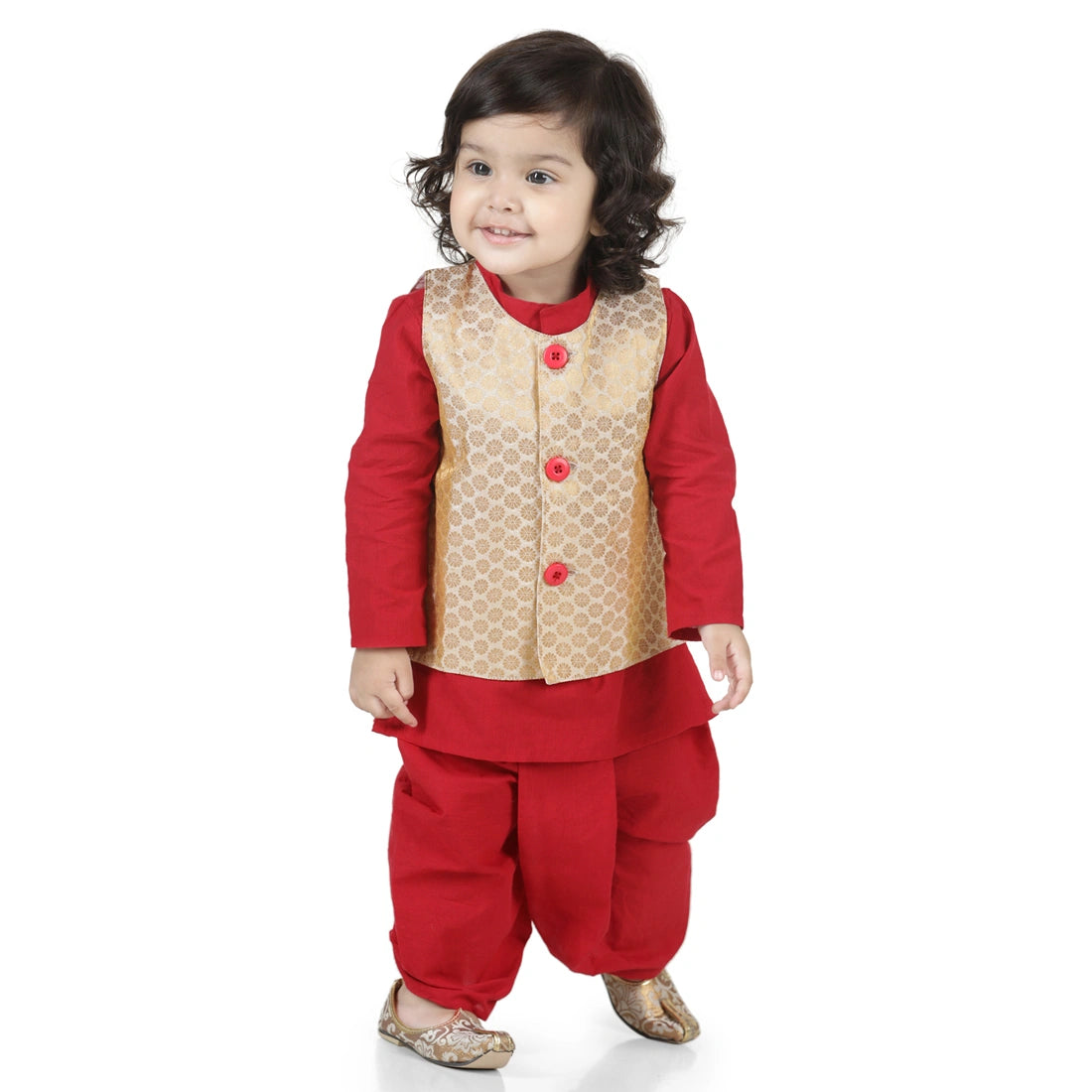 BownBee Brocade Jacket With Full Sleeves Kurta Dhoti