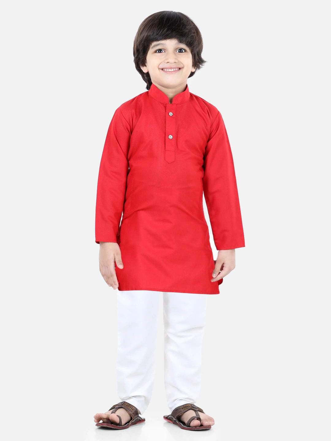 BownBee Patan Patola Jacket With Full Sleeves Kurta Pajama Sets Red