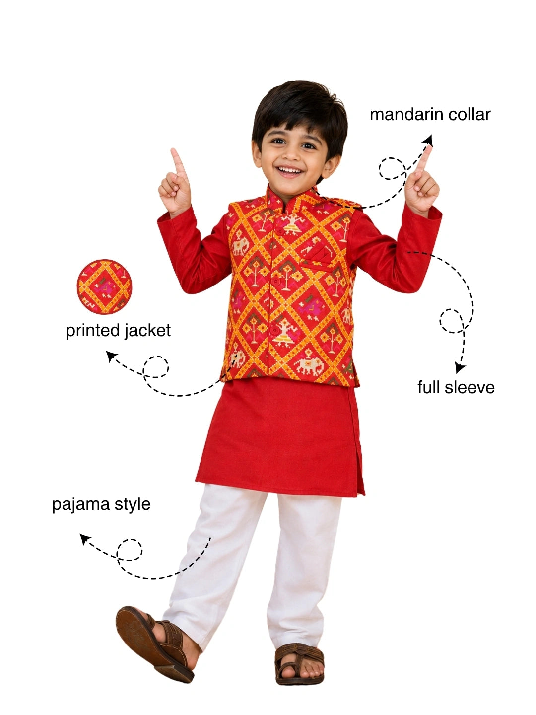 Bownbee Patan Patola Jacket Kurta Pajama 3 piece set