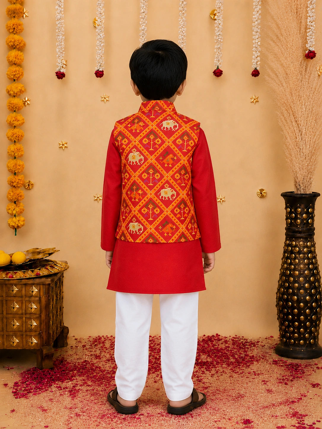 Bownbee Patan Patola Jacket Kurta Pajama 3 piece set