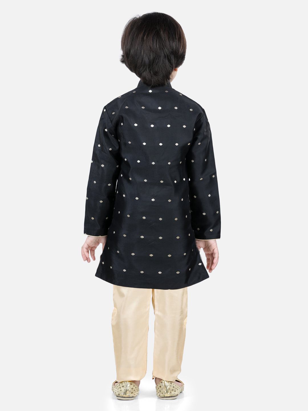 BownBee Boys Full Sleeve Silk Sherwani for Boys- Black