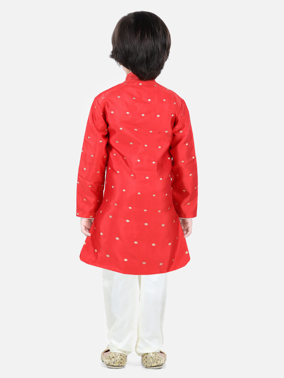 BownBee Boys Full Sleeve Silk Sherwani for Boys- Red