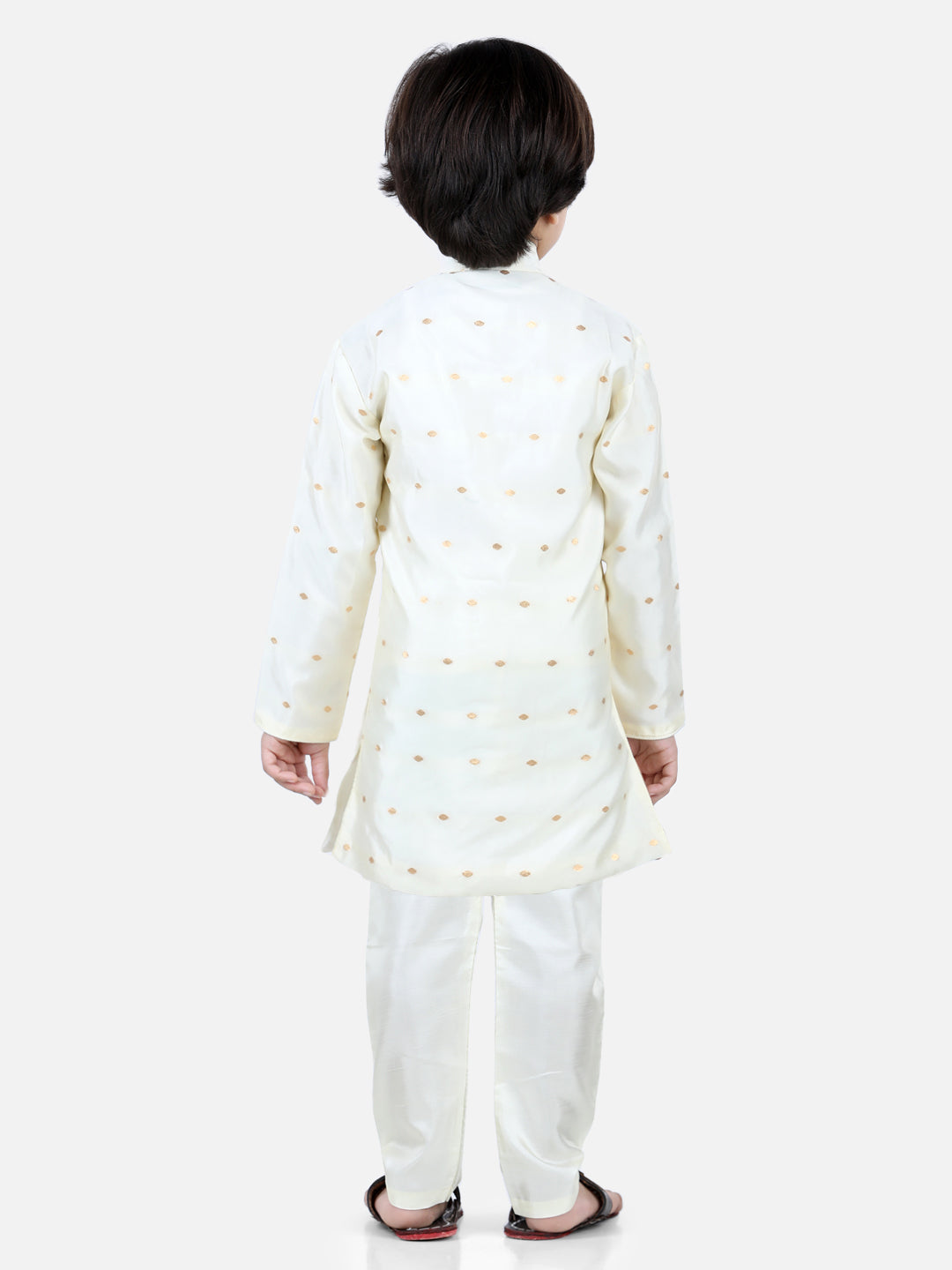 BownBee Boys Full Sleeve Silk Sherwani for Boys- White