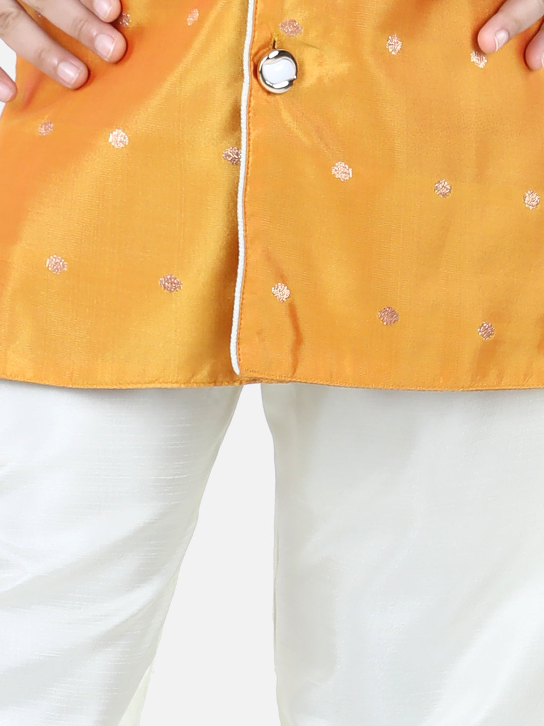 BownBee Boys Full Sleeve Silk Sherwani for Boys- Yellow