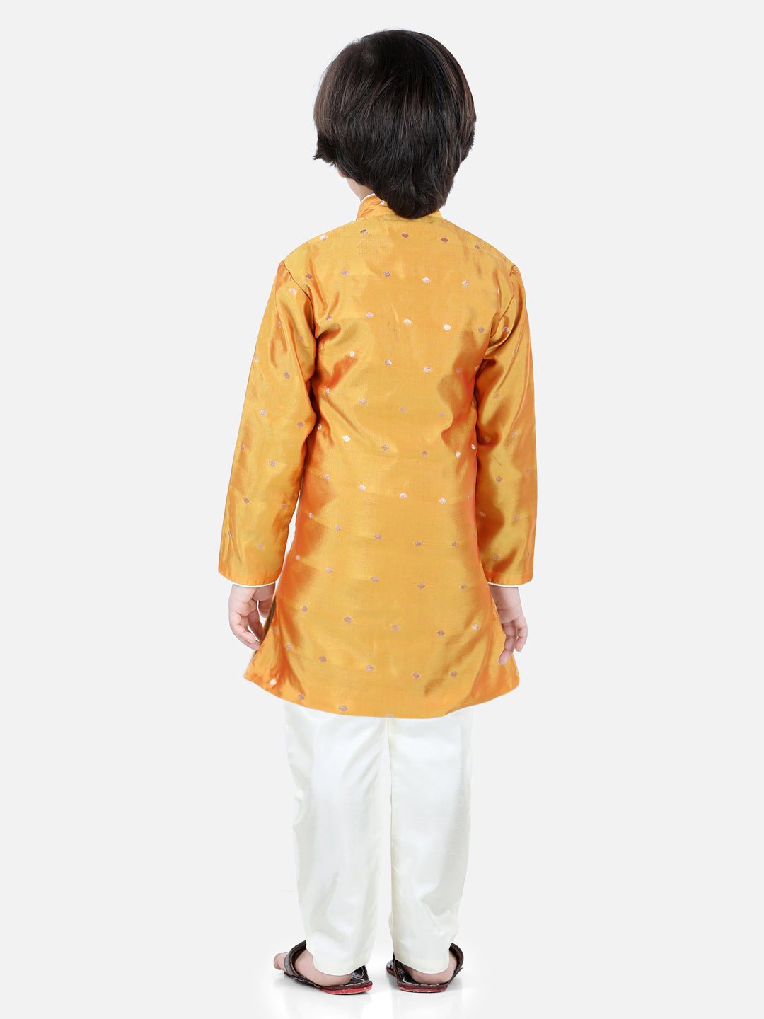 BownBee Boys Full Sleeve Silk Sherwani for Boys- Yellow