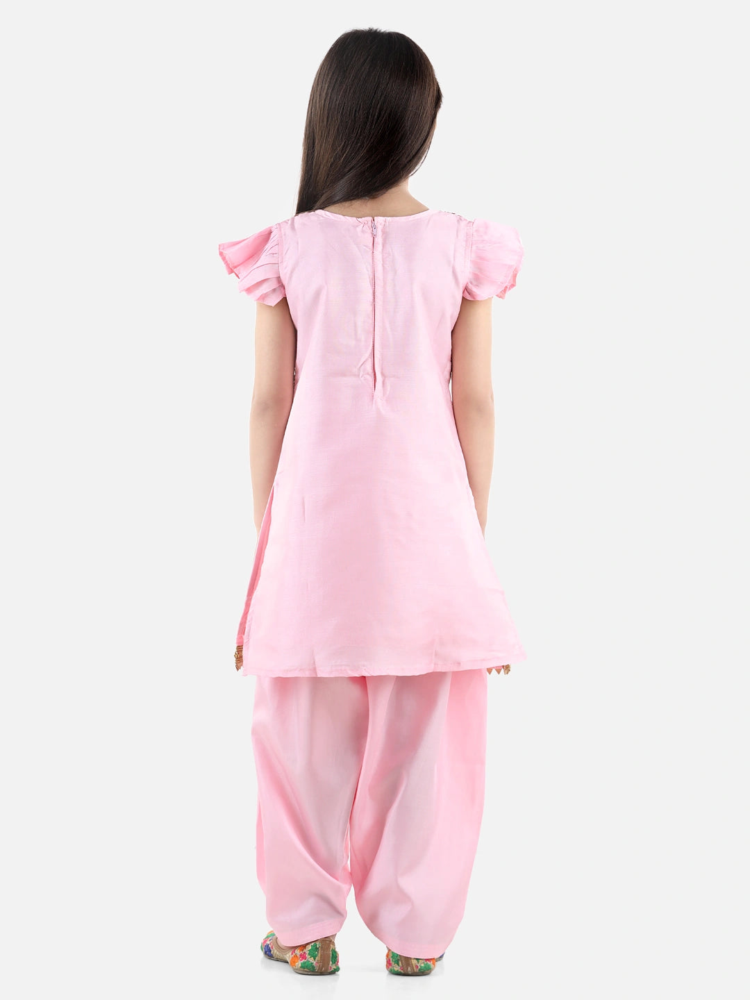 BownBee Short Sleeves Kurta With Attached Jacquard Jacket & Salwar
