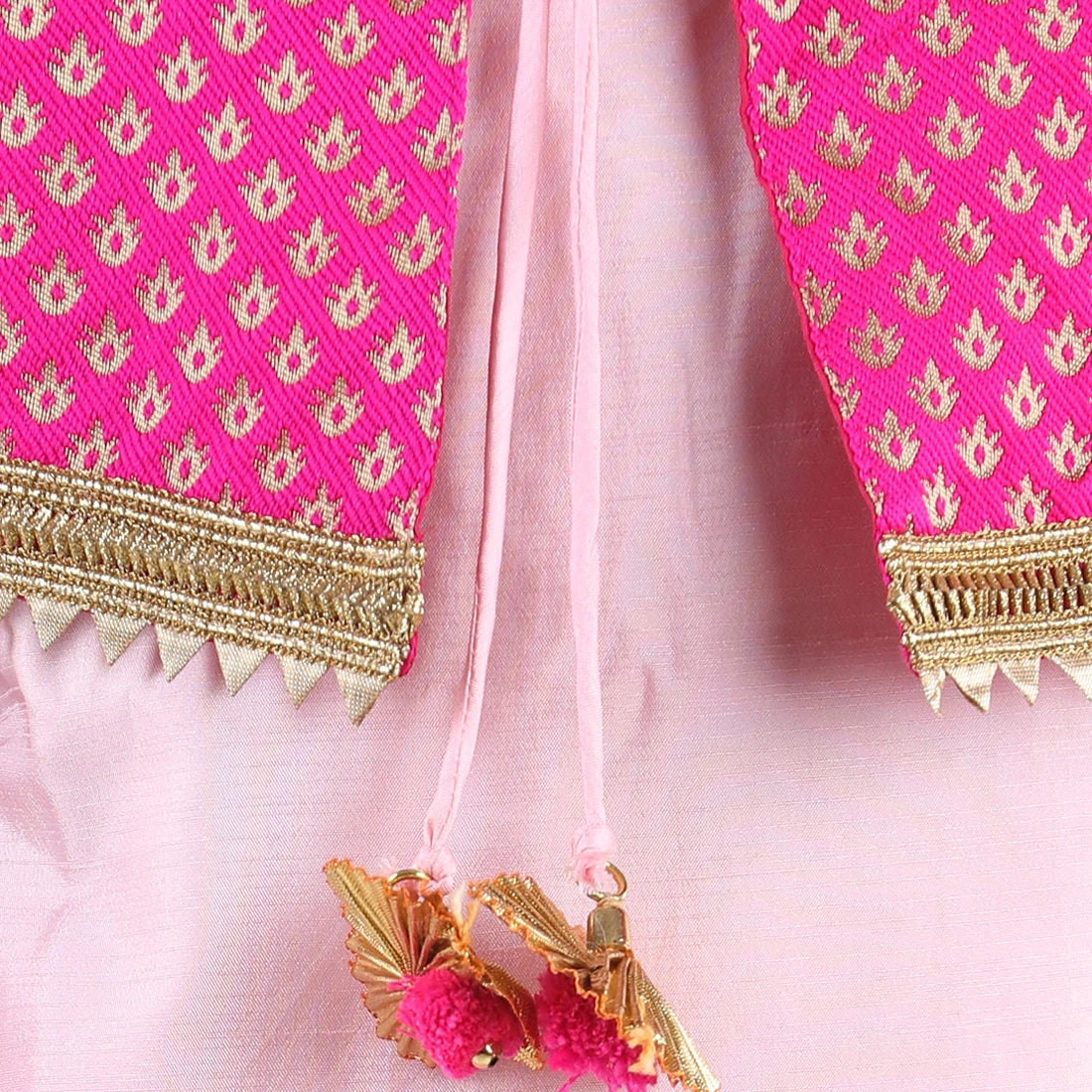 BownBee Short Sleeves Kurta With Attached Jacquard Jacket & Salwar