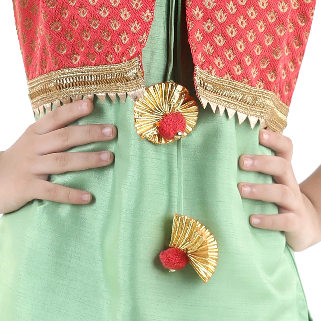 BownBee Jacquard Jacket Silk Kurti Salwar Suit for Girls