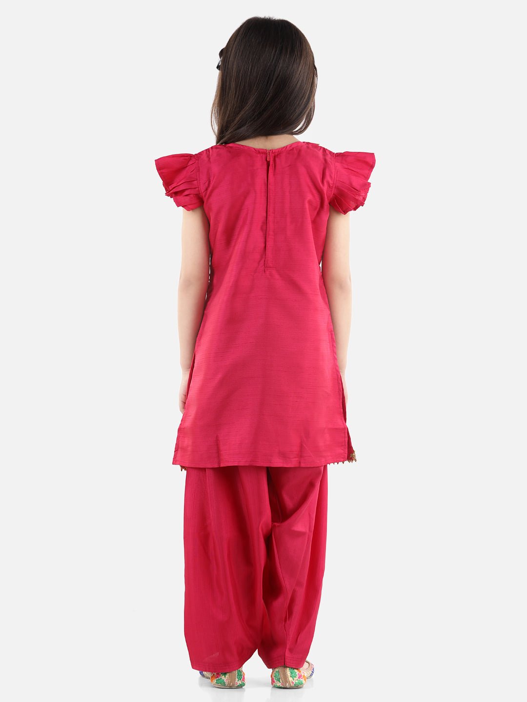 BownBee Sibling Sets Attached Jacquard Jacket Kurta Pajama for Boys Salwar Suit for Girls- Pink